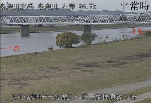 台風19号: 多摩川: 監視カメラの映像: 平常時