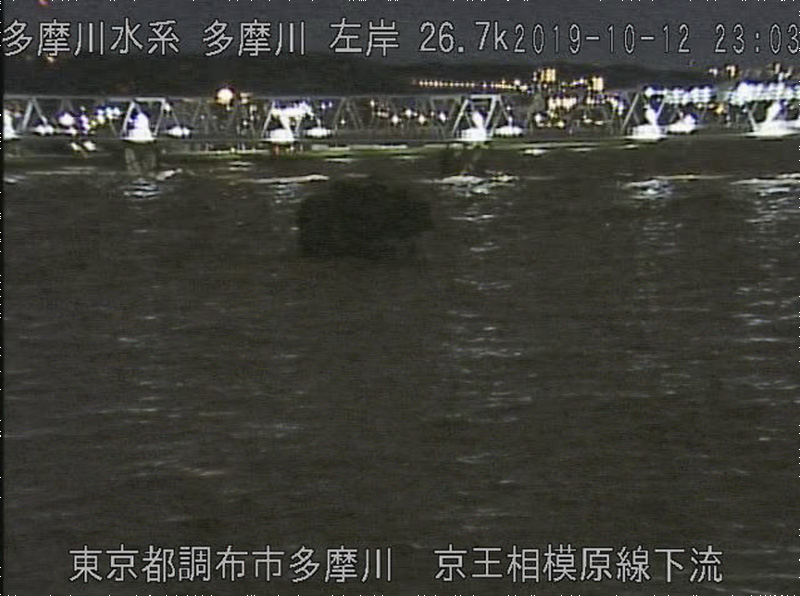 台風19号: 多摩川: 監視カメラの映像